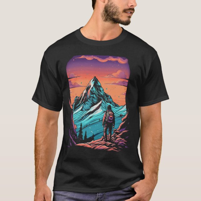 Mountain Hiking Sunset T-Shirt (Front)