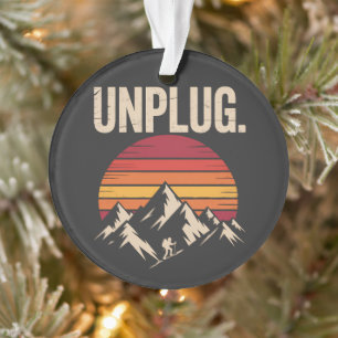 Mountain Hiking Unplug Ornament