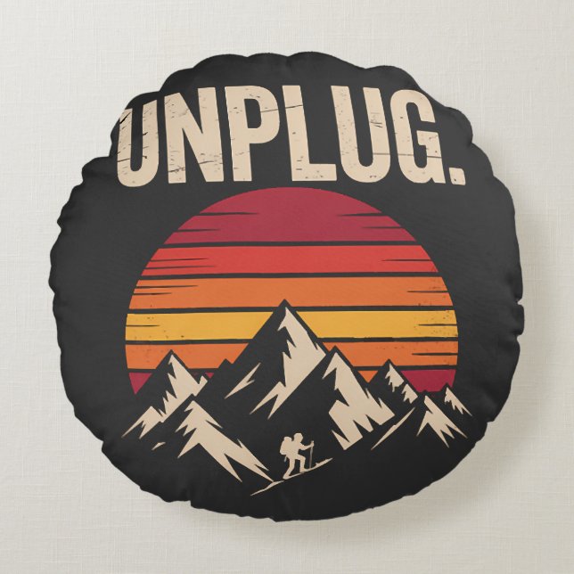 Mountain Hiking Unplug Round Cushion (Front)