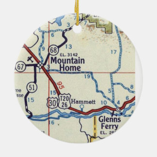 Mountain Home Idaho Vintage Map Ceramic Tree Decoration