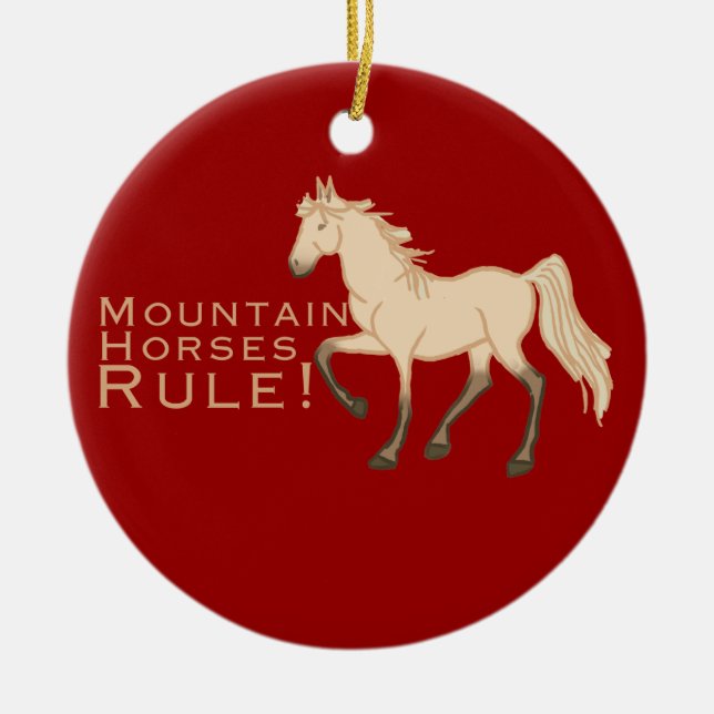 Mountain Horses Rule Ceramic Tree Decoration (Front)
