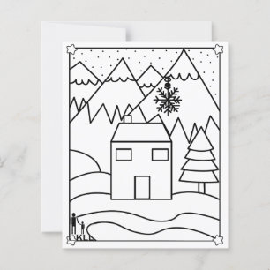 Mountain houses colouring pages