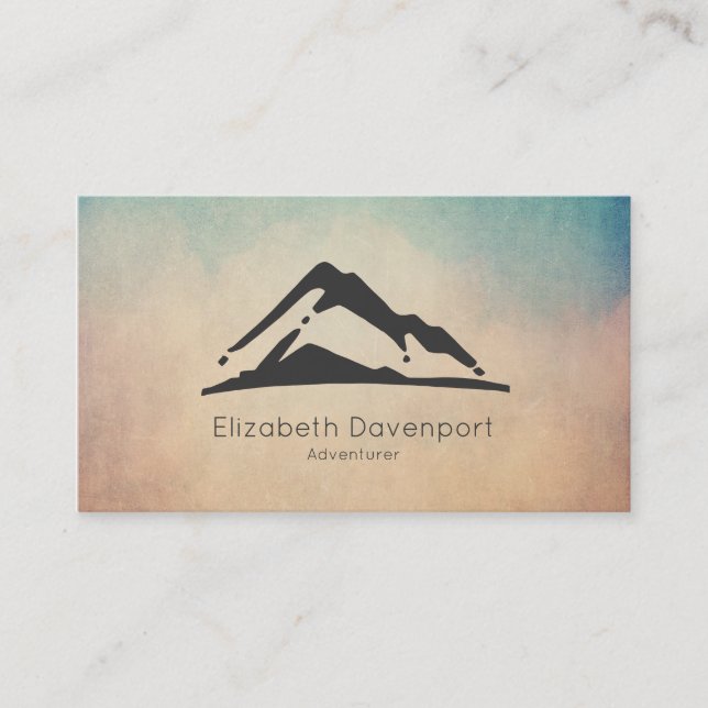 Mountain Illustration in Black Business Card (Front)