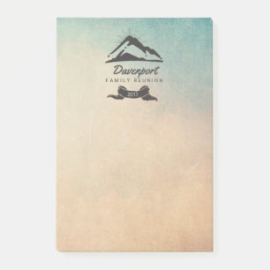 Mountain Illustration with Sun Rays Family Reunion Post-it Notes