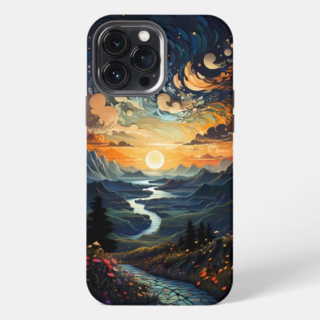 mountain in Pointillism iPhone / iPad case (Back)