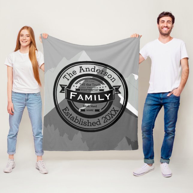 Mountain Inspirational Quote Family Rules Fleece Blanket (In Situ)