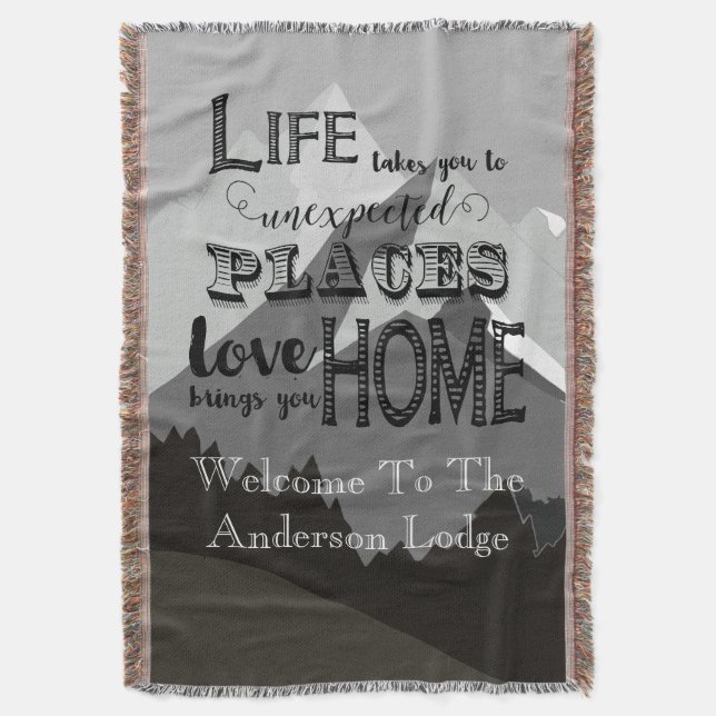 Mountain Inspirationl Quote Life Takes You Throw Blanket (Front Vertical)