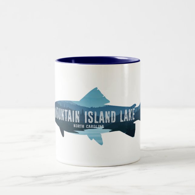 Mountain Island Lake North Carolina Fish Two-Tone Coffee Mug (Center)