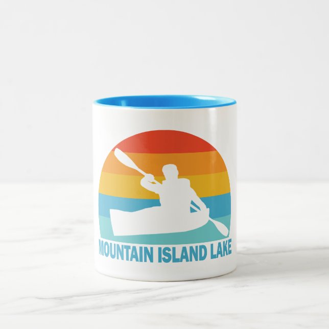 Mountain Island Lake North Carolina Kayak Two-Tone Coffee Mug (Center)
