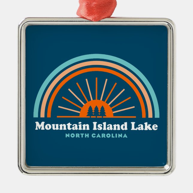 Mountain Island Lake North Carolina Rainbow Metal Tree Decoration (Front)