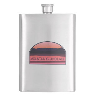 Mountain Island Lake North Carolina Red Sunrise Hip Flask