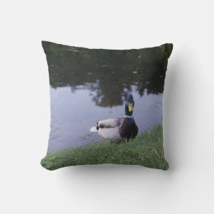 Mountain Lake and Mallard Duck Pillow
