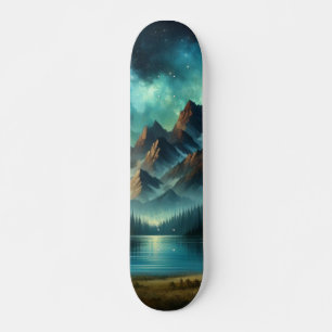Mountain Lake/cabin under the stars Skateboard