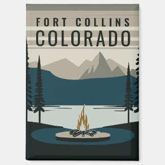 Mountain Lake Camping Bon Fire Tourist Travel Magnet