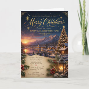 Mountain Lake Christmas Blessed New Year Card