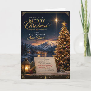 Mountain Lake Christmas New Year Thank You Card
