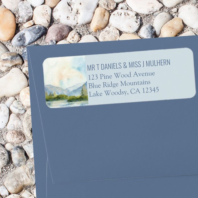 Mountain Lake Dusty Blue Return Address (Creator Uploaded)
