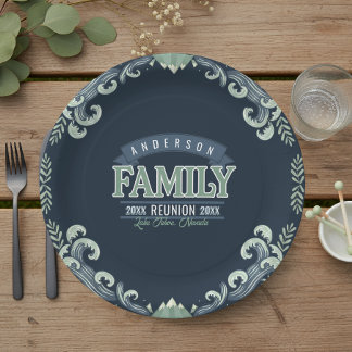 Mountain Lake Family Reunion Motif ID1317 Paper Plate