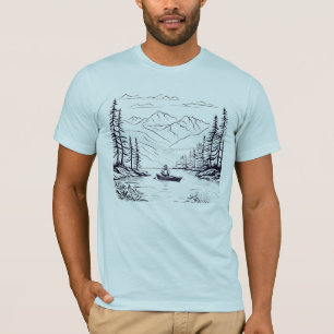 Mountain Lake Fisherman – Peaceful Outdoor Concept T-Shirt