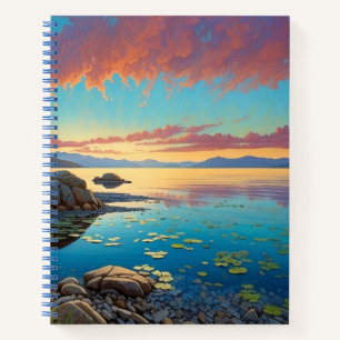 Mountain Lake Flowers Colourful Art Notebook