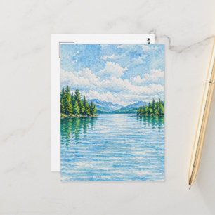 Mountain Lake Forest Landscape Postcard