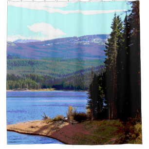 Mountain Lake Forest Scenic Shower Curtain
