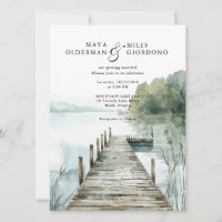 Mountain Lake Forest Watercolor Wedding
