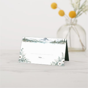 Mountain Lake Forest Wedding Place Card