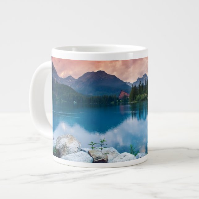 Mountain lake in National Park High Tatra 2 Large Coffee Mug (Front Left)