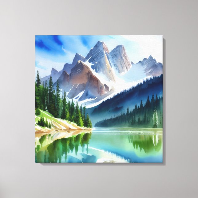 Mountain Lake Landscape Canvas Print (Front)