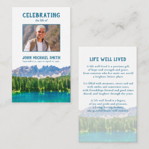 Mountain Lake Memorial Funeral Prayer Card