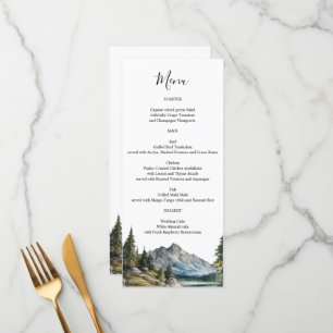 Mountain Lake Menu card personalised names on back