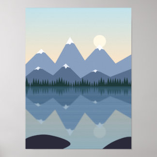Mountain Lake Morning Reflection Poster