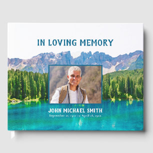 Mountain Lake Photo Memorial or Funeral Guest Book