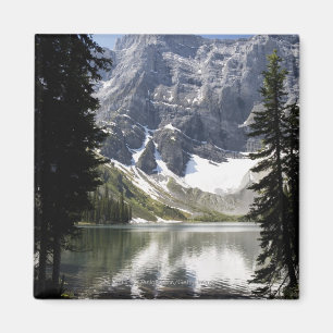 Mountain Lake Reflecting Mountain Framed By Trees Magnet