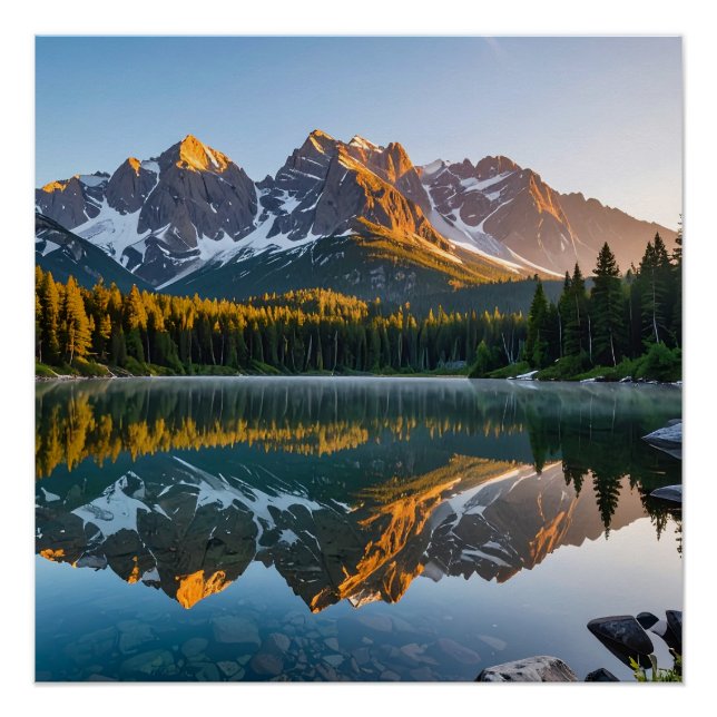 Mountain Lake Reflection Poster (Front)