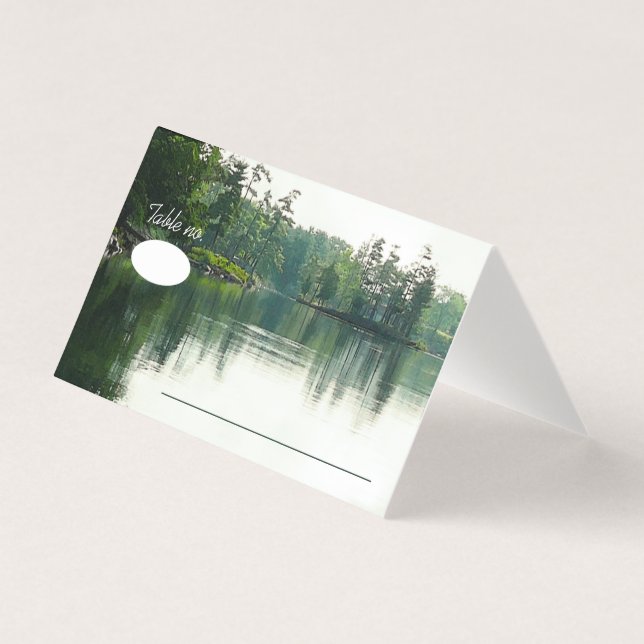 Mountain Lake Reflection rustic wedding guests (Front)