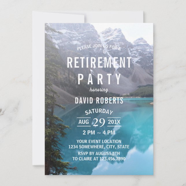 Mountain Lake Retirement Party Invitation (Front)