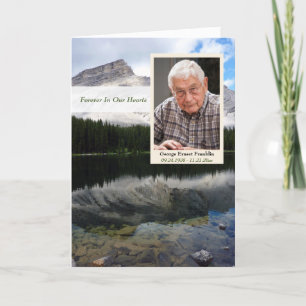 Mountain Lake Scene Memorial Card with Photo