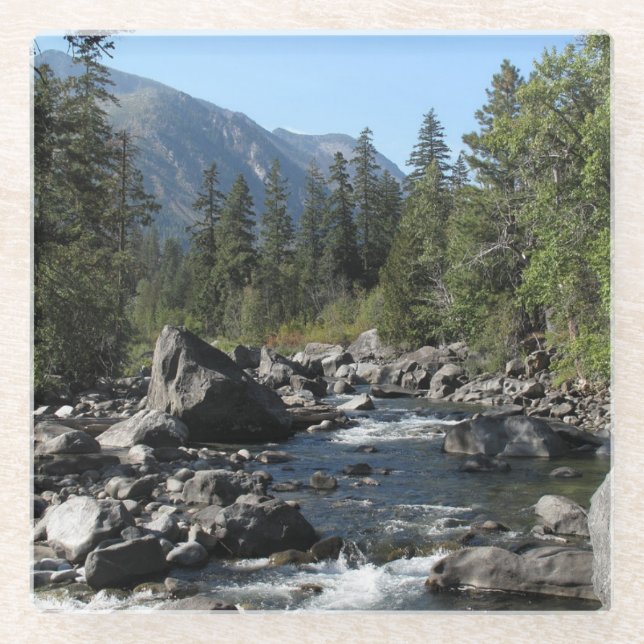 Mountain Lake Scenic Landscape Glass Coaster (Front)