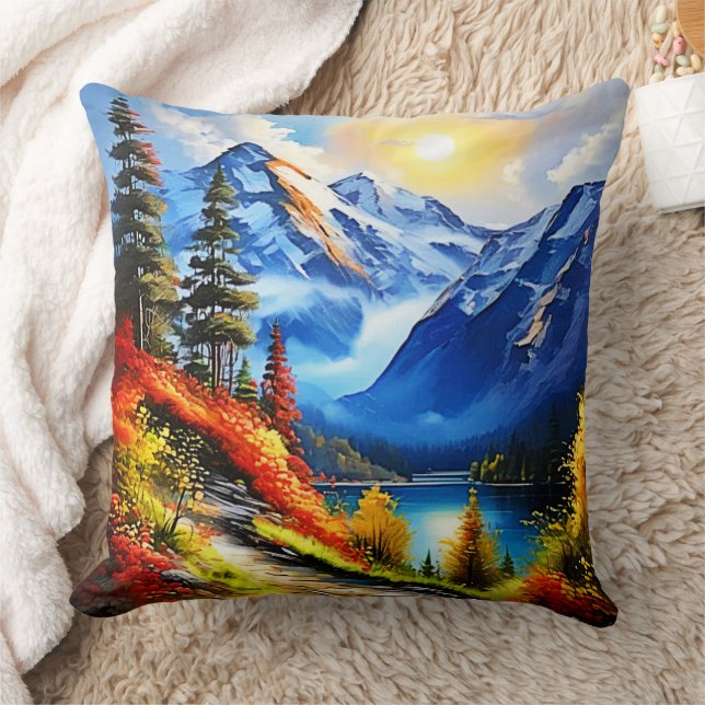 Mountain Lake: Scenic View Cushion (Blanket)