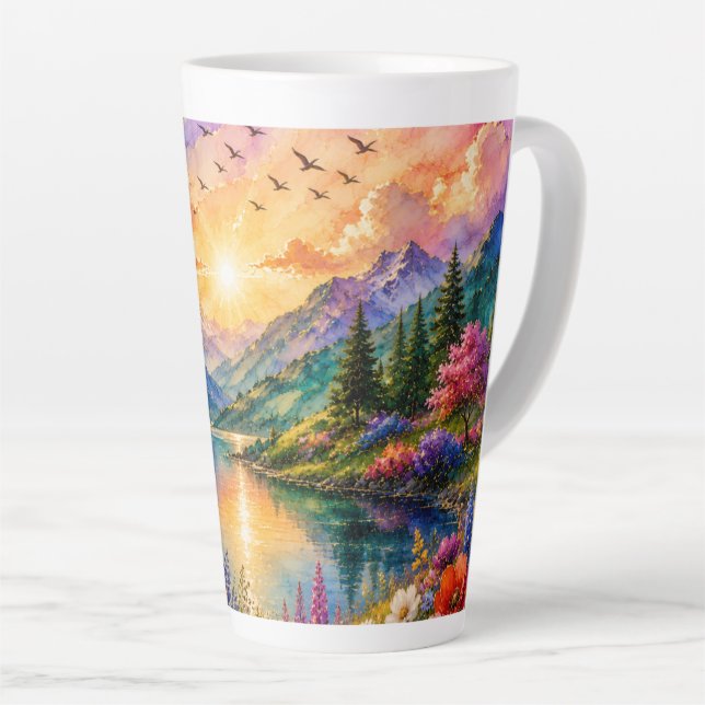 Mountain Lake Serenity Colourful mug (Right Angle)