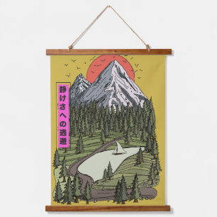 Mountain Lake Serenity: Sunset Adventure Awaits Hanging Tapestry