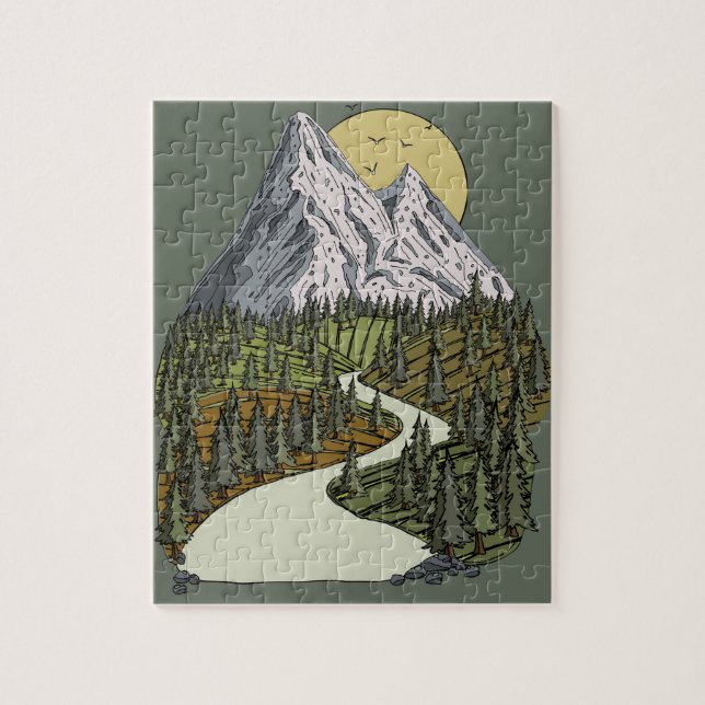 Mountain Lake Serenity: Sunset Adventure Awaits Jigsaw Puzzle (Vertical)
