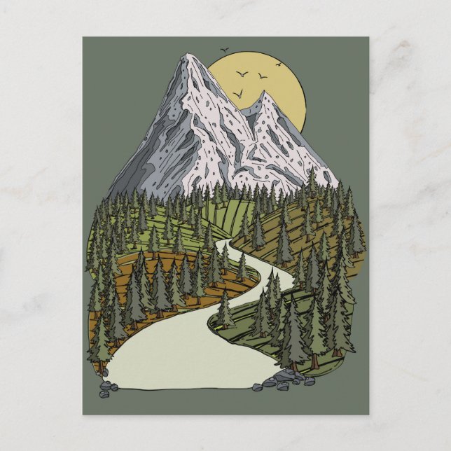 Mountain Lake Serenity: Sunset Adventure Awaits Postcard (Front)