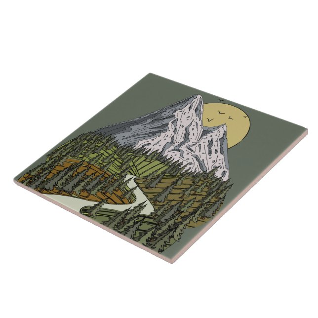 Mountain Lake Serenity: Sunset Adventure Awaits Tile (Side)
