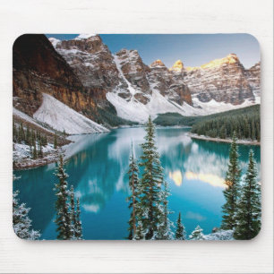 Mountain Lake Snow Scene Mouse Pad