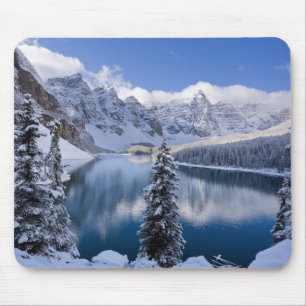 Mountain Lake Snow Scene Mouse Pad