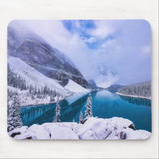 Mountain Lake Snow Scene Mouse Pad