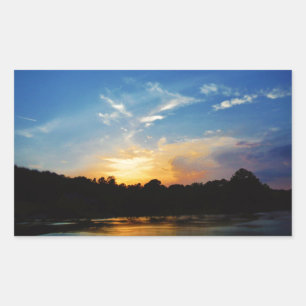 Mountain Lake Sunset Rectangular Sticker